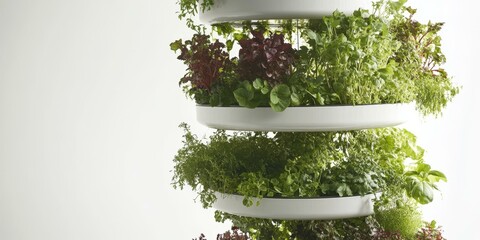 Indoor vertical garden with various greens.