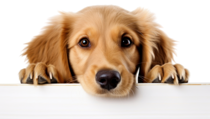 PNG Golden retriever dog peeking mammal animal.