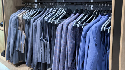 men's wardrobe. the range of clothes in the men's clothing store