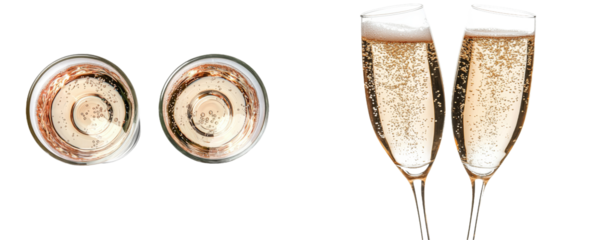 The PNG image shows two tilted flutes with a transparent background in champagne