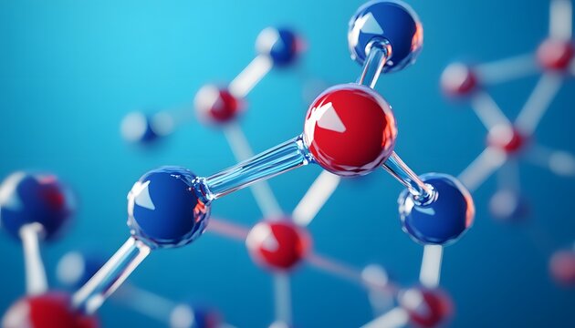Chemical  color structures of amoxicillin and clavulanic acid on blue background 