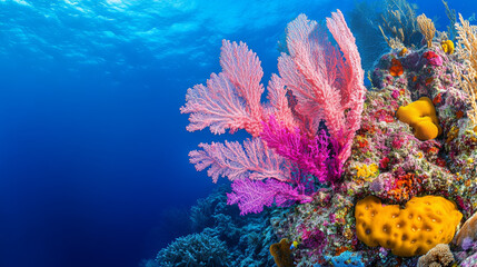 Vibrant Coral Reef Underwater: A Colorful World of Marine Life