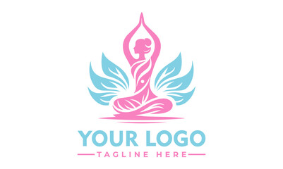 woman Lotus flower vector logo feminine logo design. Spa, luxury yoga and human meditation logo vector