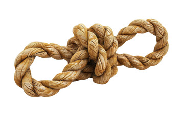 Obraz premium A tightly wound, natural fiber rope knot showcasing intricate loops and textures, ideal for artistic and practical uses.