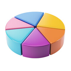Obraz premium A vibrant pie chart made of colorful segments, ideal for visualizing data and statistics in presentations and reports.