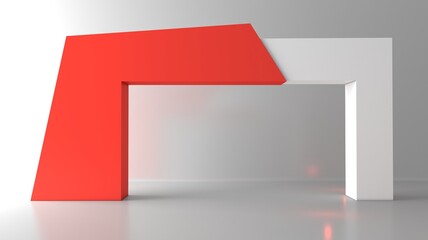 Exhibition stand Gate entrance 3D illustration with for mock up event display, arch design. 