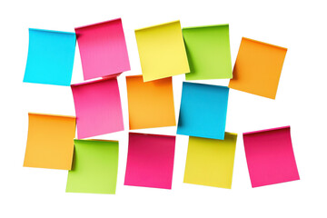 Colorful sticky notes arranged randomly, perfect for reminders, organization, or note-taking in any creative workspace.