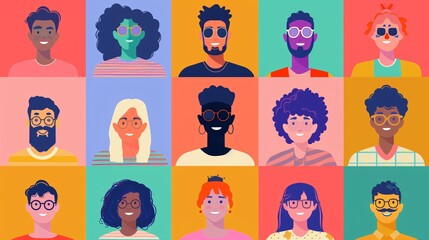 Diverse Group of People with Glasses Smiling in a Grid