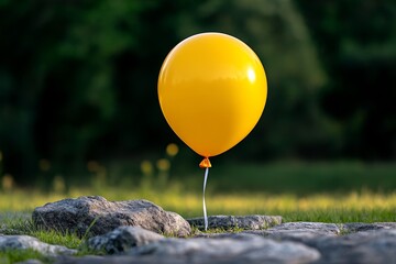 Deflated balloon, playful moment passed, serene quiet symbolizes the end of a joyful play session, now replaced by calm