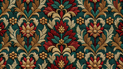 Fototapeta premium Intricate floral tapestry pattern with rich colors and detailed design for textiles and decor