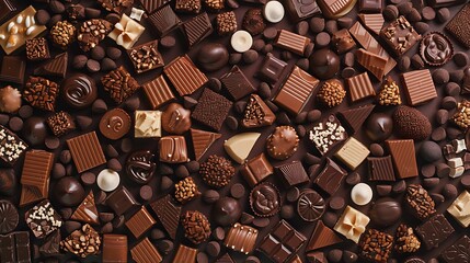 Backdrop of chocolate candy different sweetness and different taste