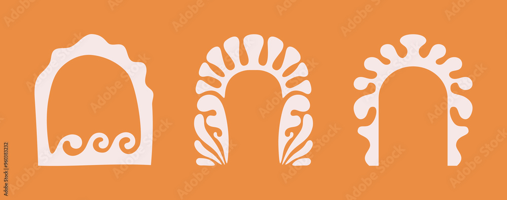 Poster Vector illustration in simple linear style - design templates - hippie style - frames and prints with copy space for text