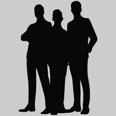 silhouette of business people set, cartoon, male, head, 
