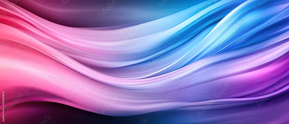 Poster a vivid abstract swirl of pink and blue hues, creating a dynamic wave effect that evokes motion and 