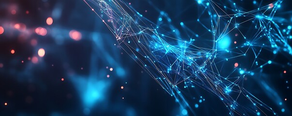 Fototapeta premium Abstract Digital Network with Glowing Blue Lines and Nodes