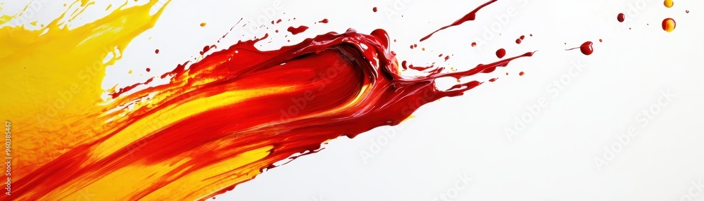 Aufkleber bright colorful abstract painting with flowing red and yellow paint creating dynamic movement, perfe