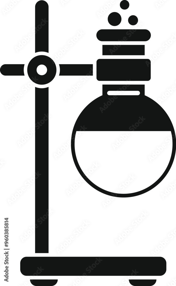 Aufkleber simple icon of a chemical flask bubbling on a support stand, representing a scientific experiment in