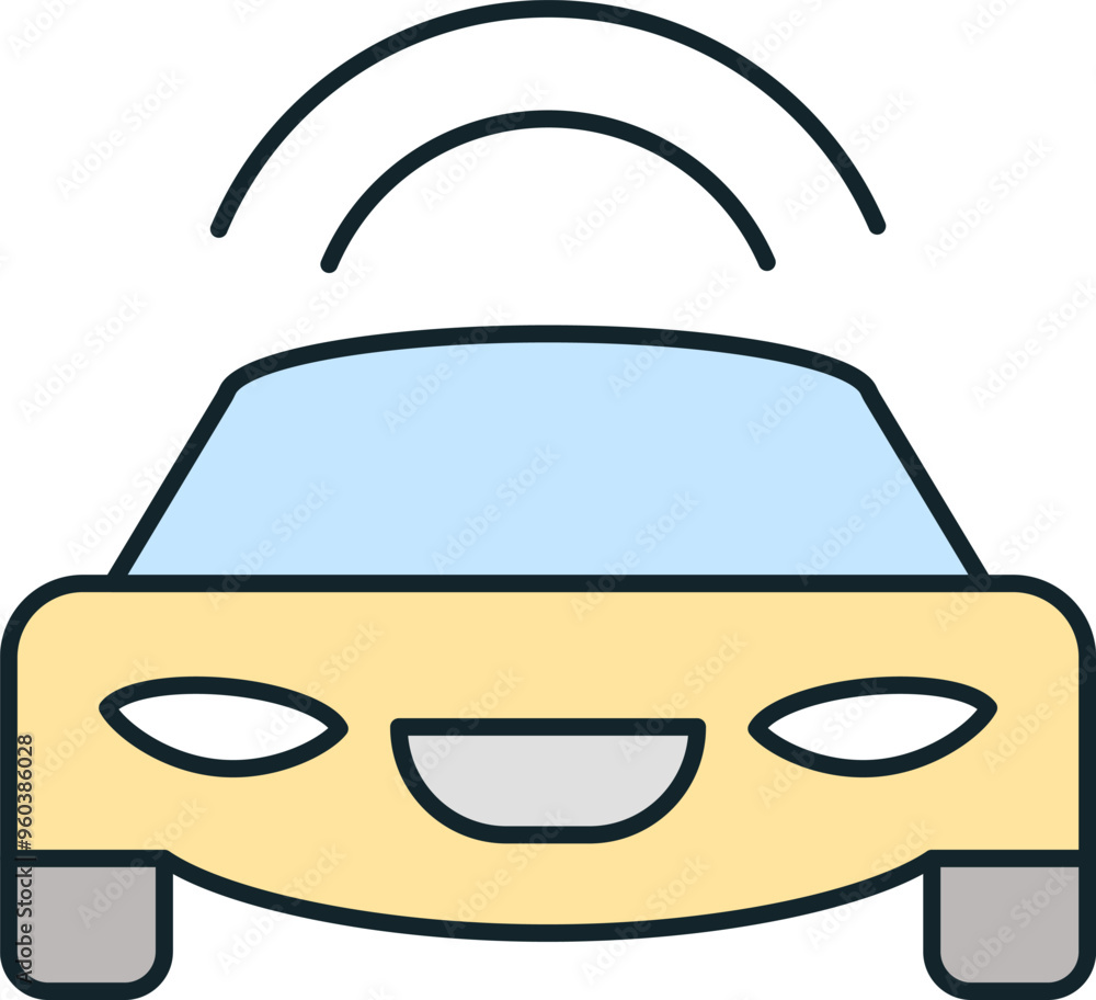 Poster smart car sending data through wireless connection icon