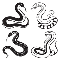 Fototapeta premium 3d rendering of dynamic anaconda silhouette line art. generative AI