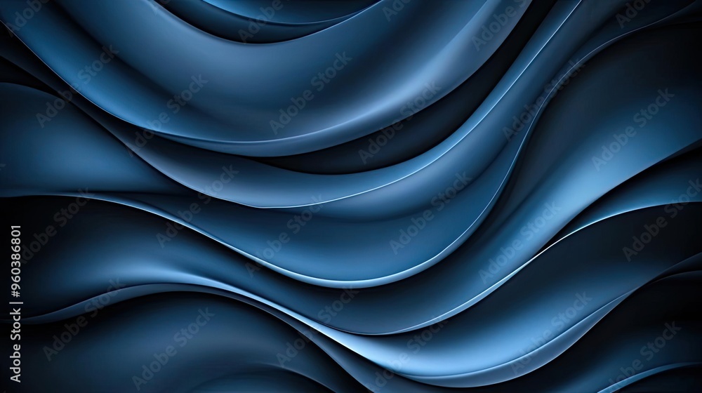 Poster abstract waves in deep blue creating a smooth and elegant background with a modern feel, ideal for d