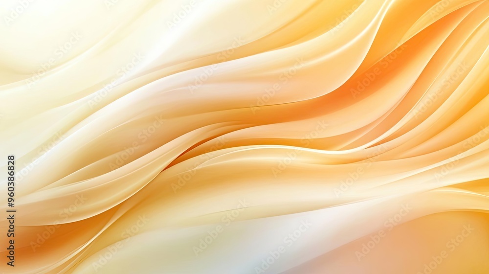 Poster abstract waves of soft orange and cream colors flowing seamlessly, creating a serene and calming vis