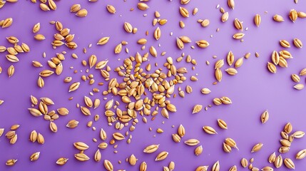 Barley kernels on a violet backdrop