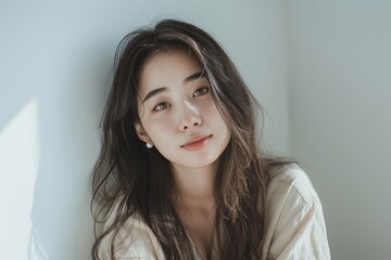 Fototapeta premium Graceful Lady with a Warm Smile and Stylish Appearance, Embodying Beauty and Fashion