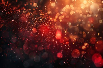 A vibrant abstract background featuring red and gold bokeh lights, suitable for festive themes, holiday cards, or celebrations.