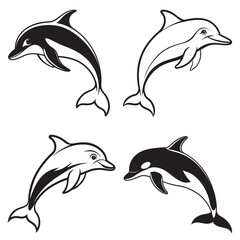 Fototapeta premium 3d rendering of dynamic dolphin silhouette line art. generative AI