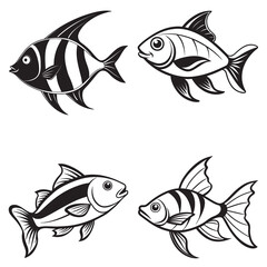 Fototapeta premium 3d rendering of dynamic fish silhouette line art. generative AI