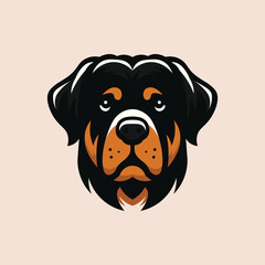 Rottweiler dog head silhuoette logo style illustration