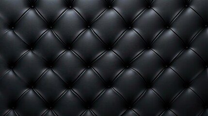 Close-up of a black tufted leather background, showcasing its elegant texture and geometric pattern, perfect for interior design.