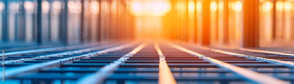 Poster abstract image of lines converging towards a bright light.