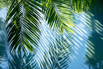 Fototapeta premium Palm Fronds Casting Shadows on Rippling Water