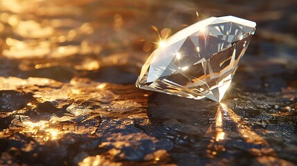 Beautiful diamond accessory in sunlight lying in a bronze backdrop