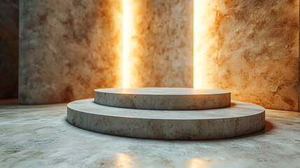 Hyper-Realistic Close-Up of Branded Podium with Vibrant Textures and Colors