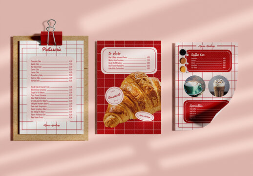 Top View of Menu Mockup Set