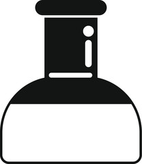 Simple black and white icon of a round bottom flask, commonly used for chemical reactions