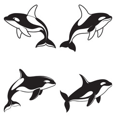 Obraz premium 3d rendering of dynamic killer whale silhouette line art. generative AI