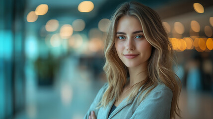 Obraz premium Confident Young Woman in Modern Setting