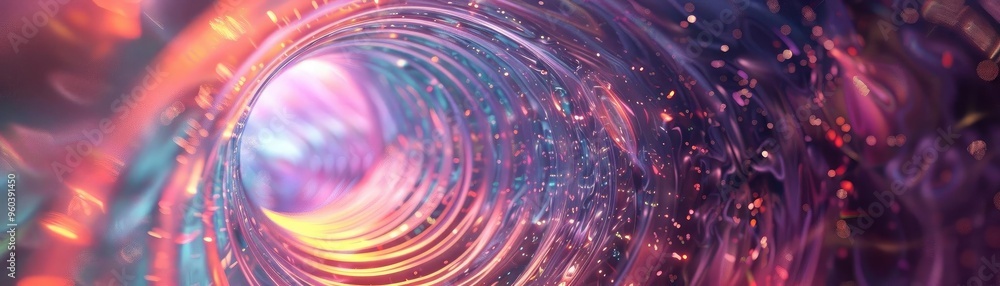 Poster A mesmerizing swirl of vibrant colors and light, creating an ethereal tunnel effect that captivates the imagination.