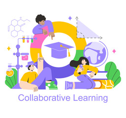 Collaborative Learning. Flat Vector Illustration