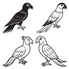 Obraz premium 3d rendering of dynamic parrot silhouette line art. generative AI