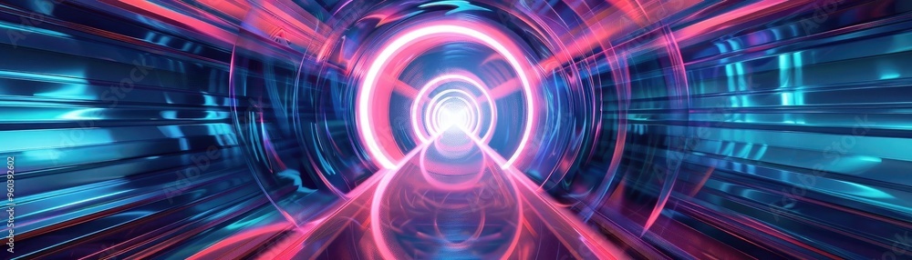 Poster a vibrant tunnel of light showcasing dynamic colors and futuristic elements, representing speed and 
