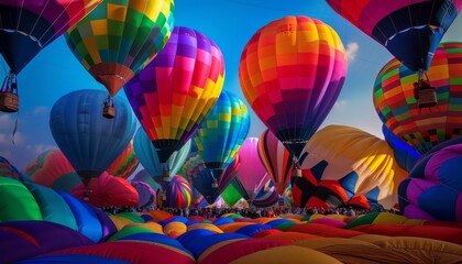 Obraz premium Vibrant Balloons: A Stunning Display in the Sky –