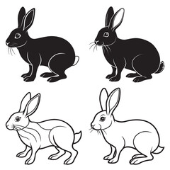 Fototapeta premium 3d rendering of dynamic rabbit silhouette line art. generative AI