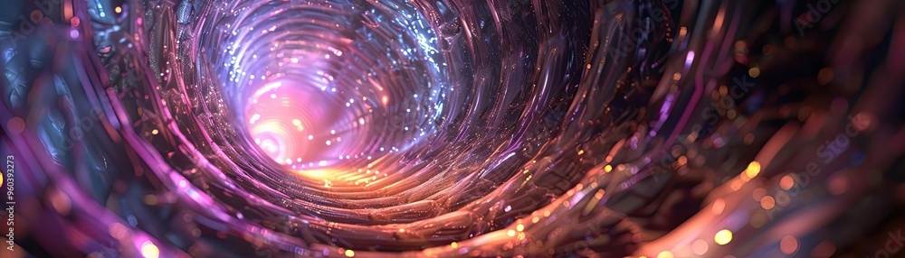 Poster A mesmerizing cosmic tunnel filled with vibrant colors and sparkling lights, creating a sense of depth and wonder.