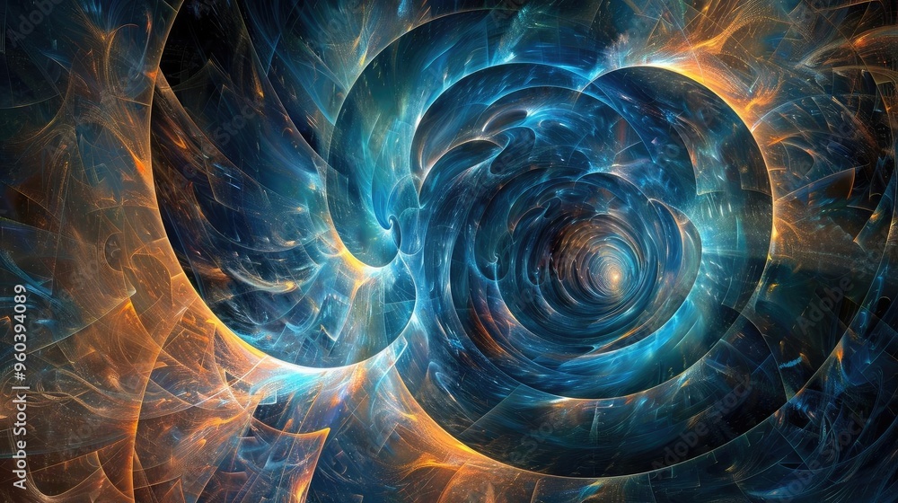 Poster a mesmerizing swirl of vibrant colors and intricate patterns, evoking a sense of depth and cosmic wo