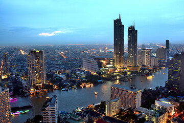 city skyline at night