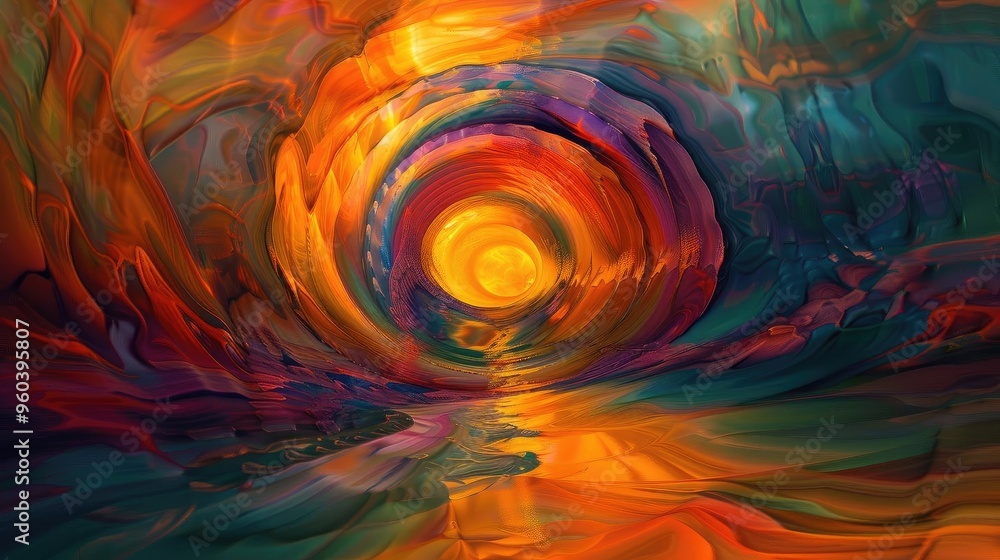 Aufkleber vibrant abstract artwork featuring swirling colors and patterns, evoking a sense of depth and warmth